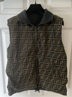 Women’s Fendi Zucca Vest 90s Vintage Reversible Black/Brown See Pics!